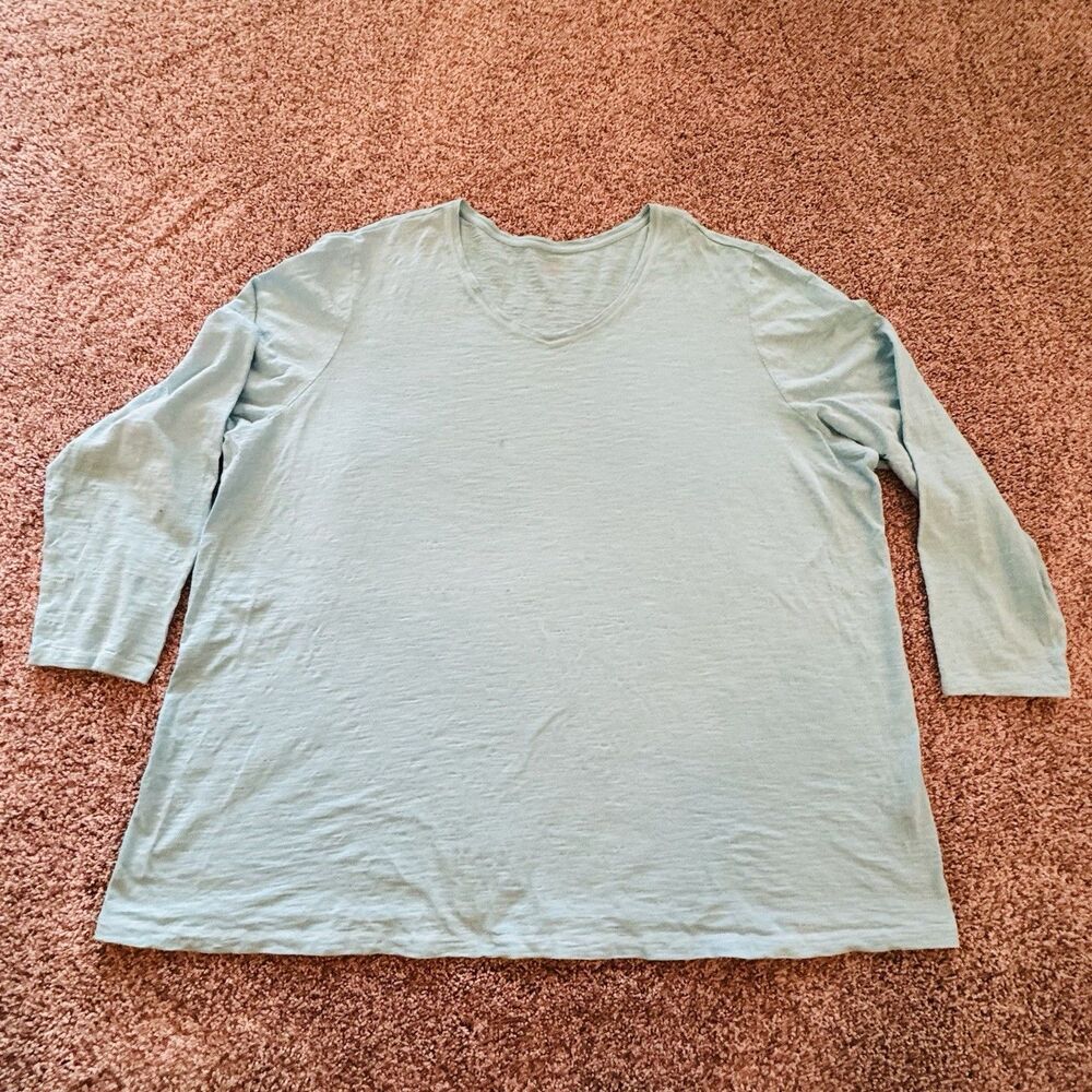 Catherines Plus Size 26/28 Teal Blue Blouse for Women – 3/4 Sleeve Stylish Top